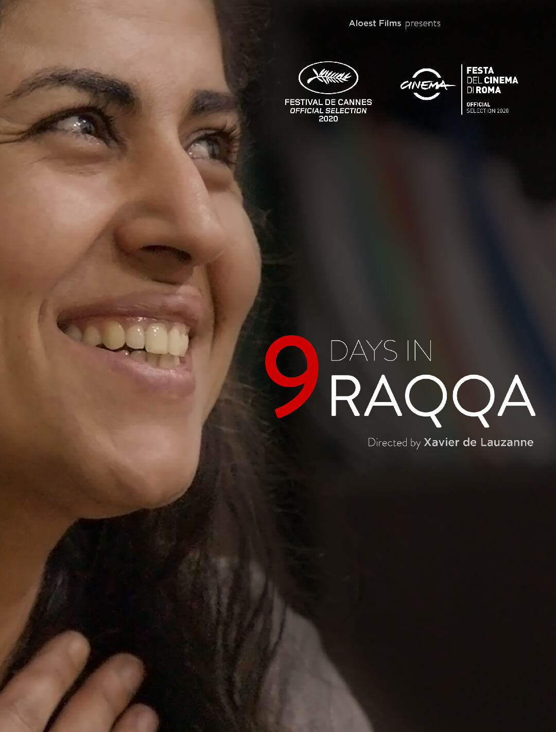 9 Days in Raqqa movie poster with Leila Mustafa smiling.